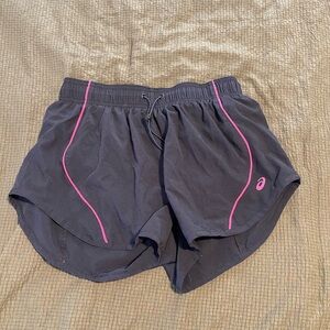 Asics Women's Black and Pink Running Shorts
